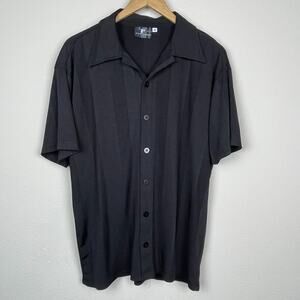 Positano Camp Collar Ribbed Short‎ Sleeve Button Up Shirt Size M Casual Textured